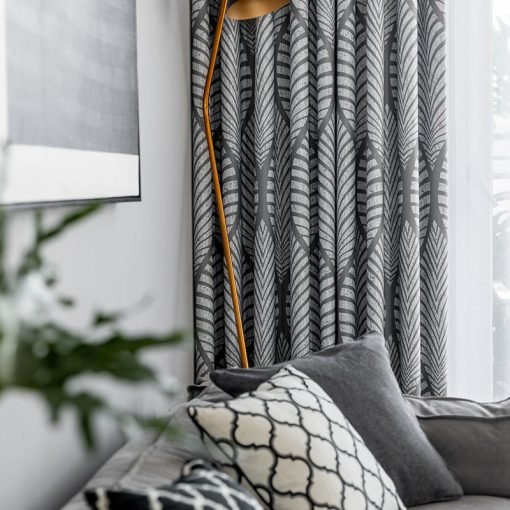 Modern Grey Geometric Blackout Curtains - Image 3