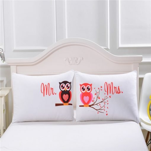 Owls Printed Romantic Pillow Cases