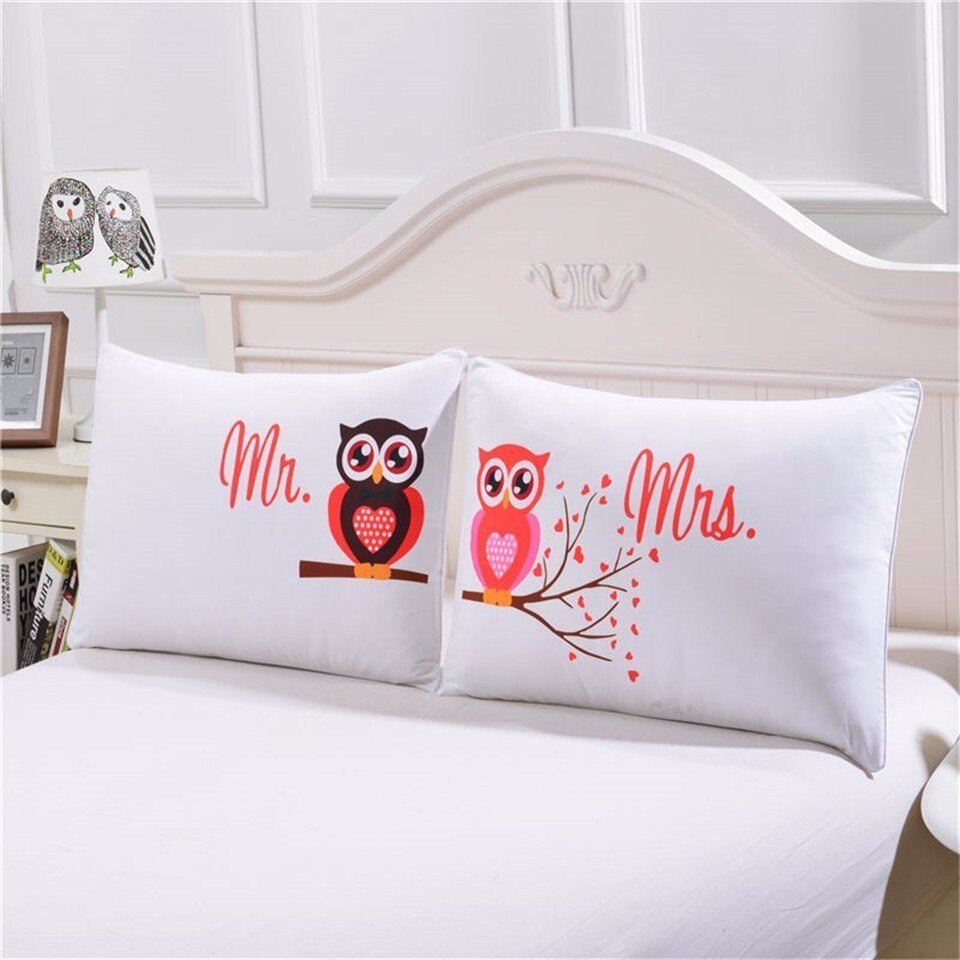 Owls Printed Romantic Pillow Cases
