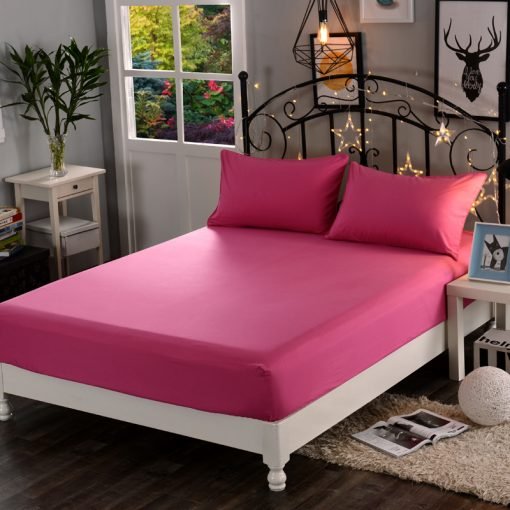Solid Fitted Sheet Mattress Cover With Elastic Band - Image 3