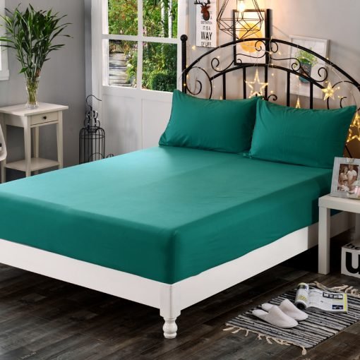 Solid Fitted Sheet Mattress Cover With Elastic Band - Image 2