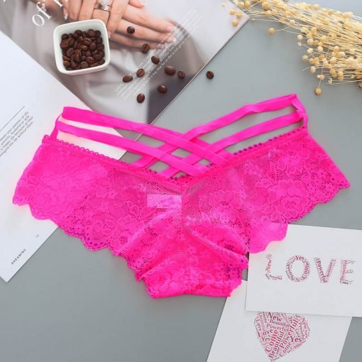 Women's Sexy Low-Rise Lace Panty with Cross Straps Thong - Image 6
