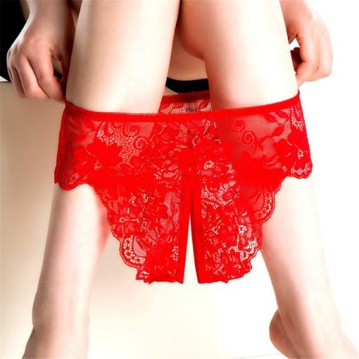 Women's Sexy Plus Size Lace Open Crotch Thong - Image 2