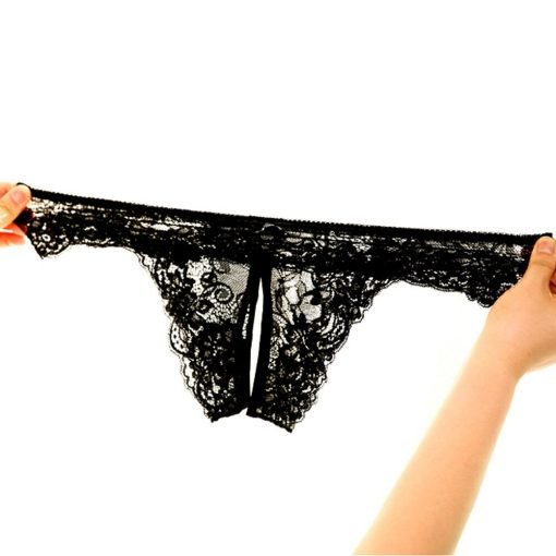 Women's Sexy Plus Size Lace Open Crotch Thong - Image 3
