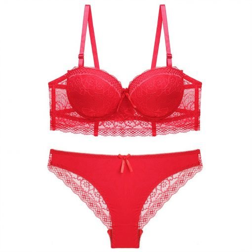 Women's Sexy Push Up Half Cup Bra panty Set