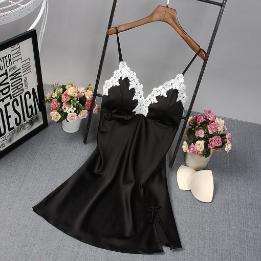 Women's Sexy Silk Nightdress with Padded Bra - Image 4