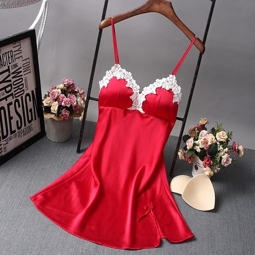 Women's Sexy Silk Nightdress with Padded Bra - Image 3