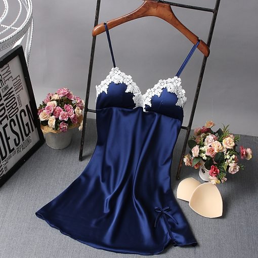 Women's Sexy Silk Nightdress with Padded Bra - Image 2