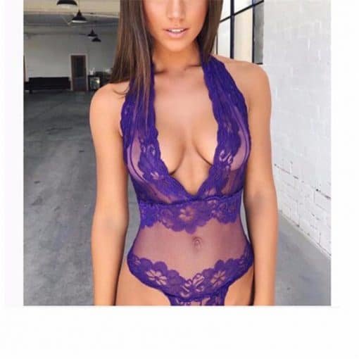 Women's Sexy Erotic Lace Babydoll Open Bra Halter - Image 5