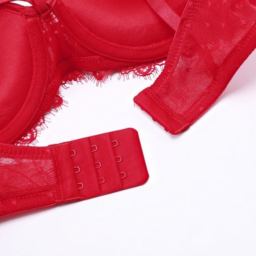 Women's Sexy Lace Bra Push Up Padded Cup G-String Garter 3pcs - Image 6