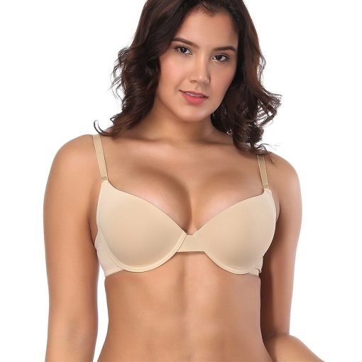 Women's Sexy Plus Size Smooth Seamless Lightly Padded Underwire T-shirt Bra - Image 3