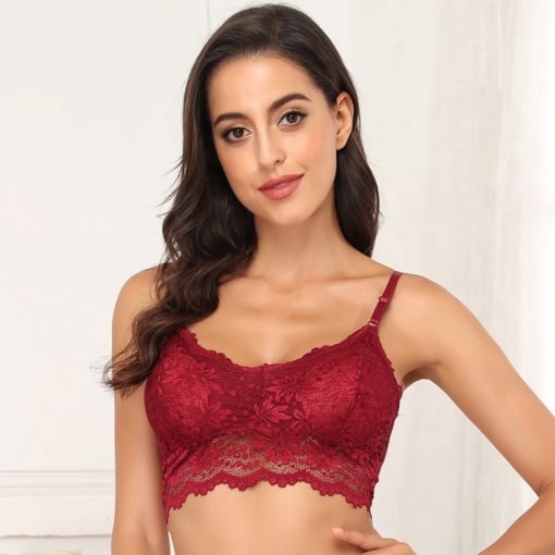 Women Push Up Wireless Lace Bra Plus Size Bralette Full Cup - Image 2