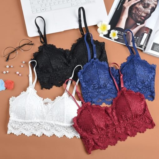 Women Push Up Wireless Lace Bra Plus Size Bralette Full Cup