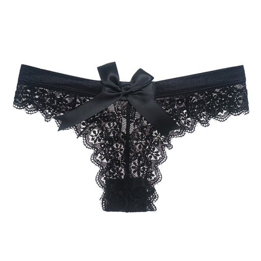 Women's Solid Laced Thong - Image 4