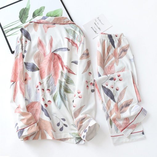 Floral Printed Cotton Pajamas for Women - Image 3