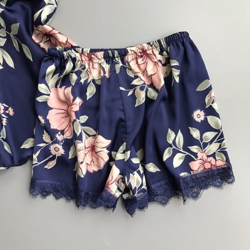 Women's Floral Printed Lace-Trim Pajama Set - Image 5
