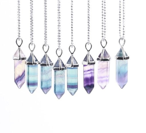 Unisex Colorful Fluorite Quartz Necklace - Image 2