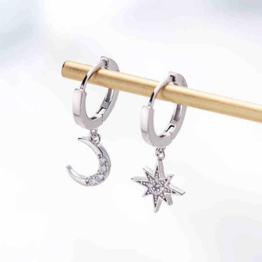 Women's Star/Moon Shaped Dangle Earrings - Image 6