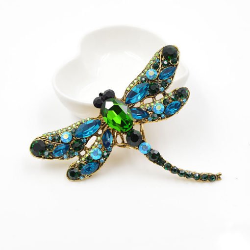 Women's Crystal Vintage Dragonfly Shaped Brooch - Image 2