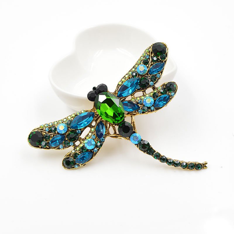 Women's Crystal Vintage Dragonfly Shaped Brooch