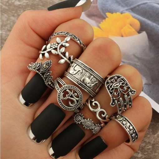 Women's Boho Ring 9 pcs Set - Image 3