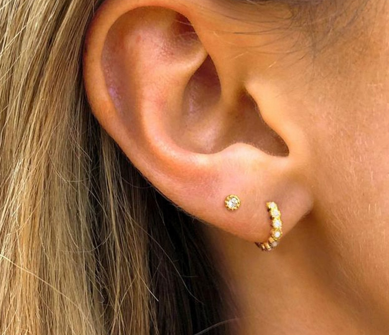 Women's Mini Crystal Patterned Hoop Earrings