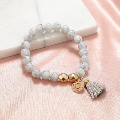 Women's Boho Marble Patterned Beaded Bracelet - Image 5