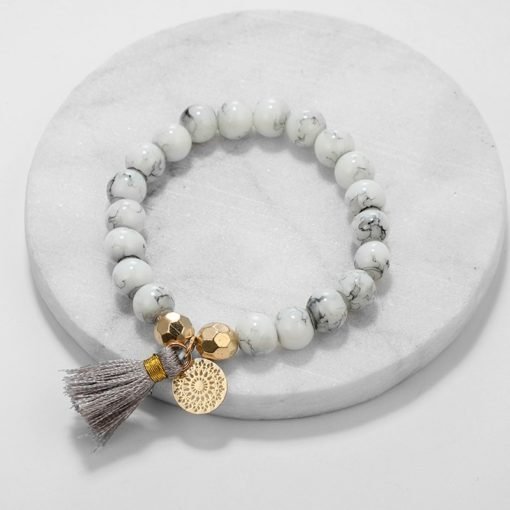 Women's Boho Marble Patterned Beaded Bracelet - Image 4