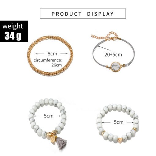 Women's Boho Marble Patterned Beaded Bracelet - Image 2