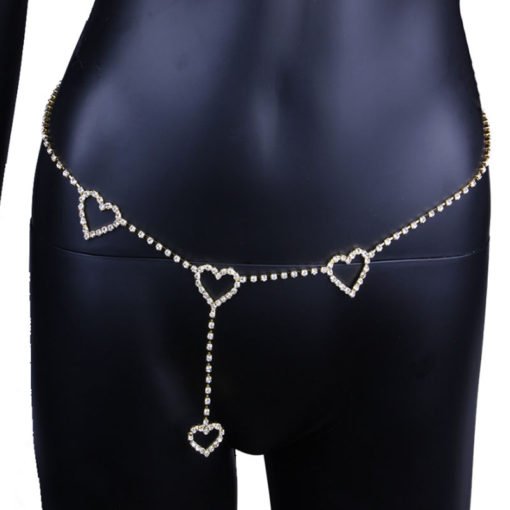 Rhinestone Patterned Waist Chain with Hearts - Image 2