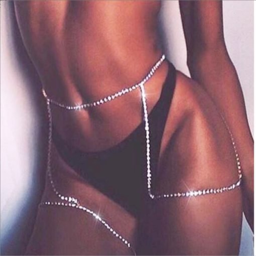 Women's Adjustable Rhinestone Thigh Chain - Image 2