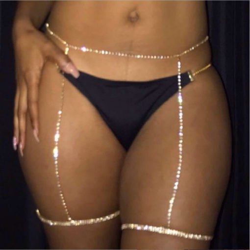 Women's Adjustable Rhinestone Thigh Chain