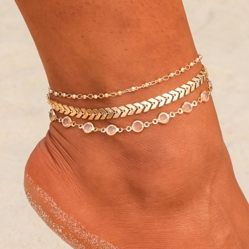 Women's Bohemian Crystal Multilayer Anklet