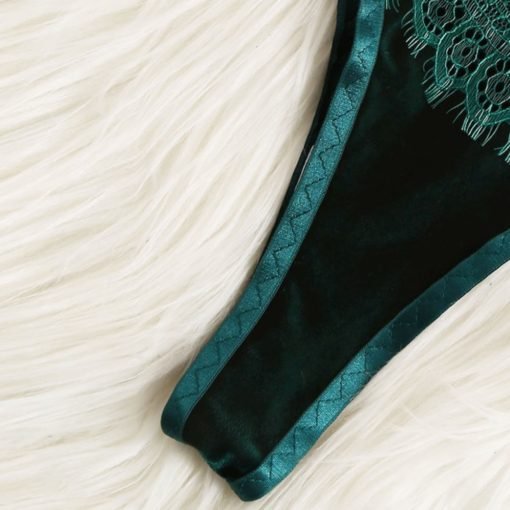 Women's Lace Bra & Panty Set in Green - Image 5