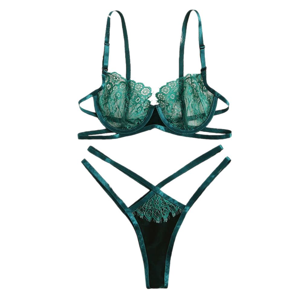 Set of Lace Women's Bra and Panty in Green