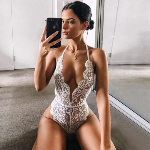 Women's Sexy Erotic Plus Size Transparent Lace Babydoll Dress Costume - Image 2